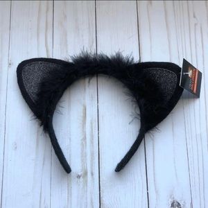Black Glitter Cat Ears Headband
